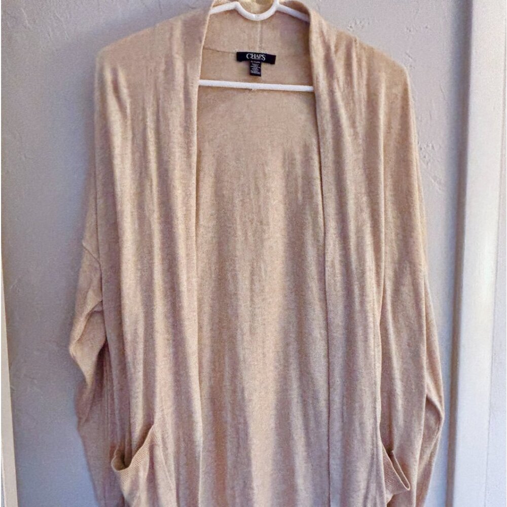 Chaps Women's Beige Open-Front Cardigan - Size XL